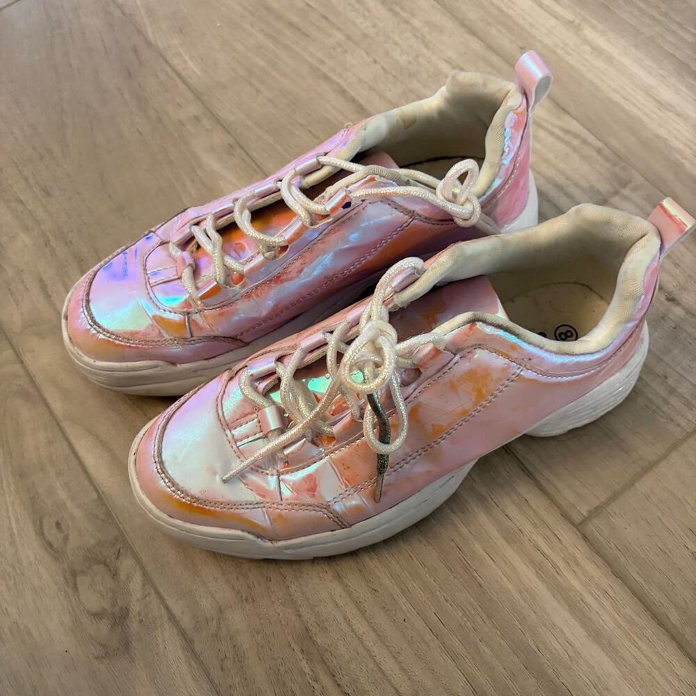 Forever-21 Women's Pink and White Trainers - Picture 3 of 7